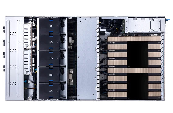 HELIXX 4U8G | EPYC BMC — Üst (GPU yerleşimi)